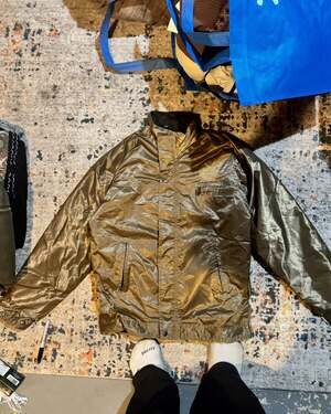 Vintage Harley-Davidson Metallic Gold Shiny Nylon Harrington Riding Jacket